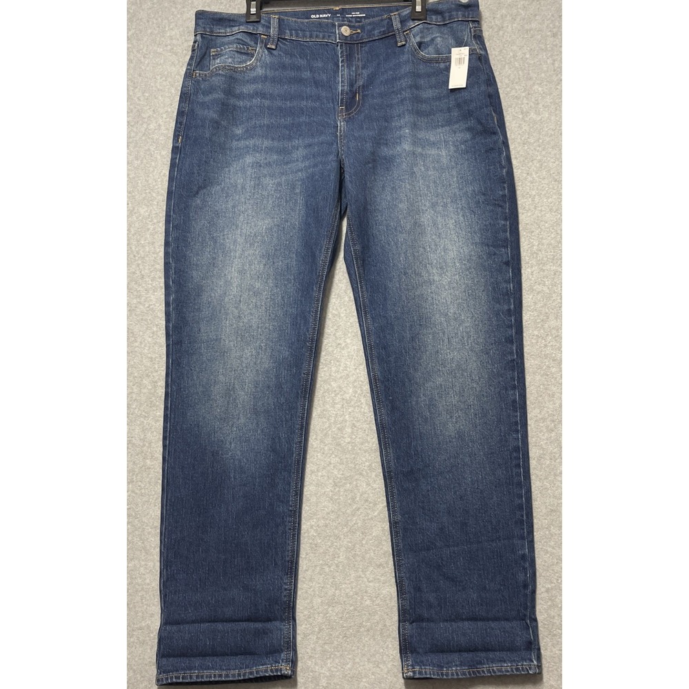 Old Navy Women's Blue Denim Mid Rise Boyfriend Jeans Size 14